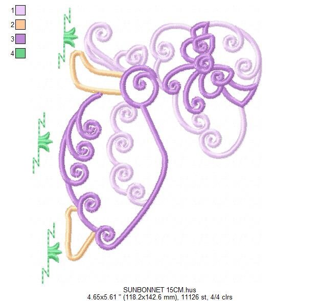 Curly Sunbonnet sue embroidery designs - Sun bonnet embroidery design machine embroidery pattern - Towel embroidery file - instant download Marcia Embroidery