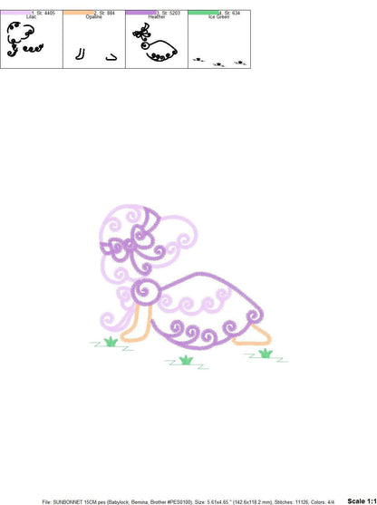 Curly Sunbonnet sue embroidery designs - Sun bonnet embroidery design machine embroidery pattern - Towel embroidery file - instant download Marcia Embroidery