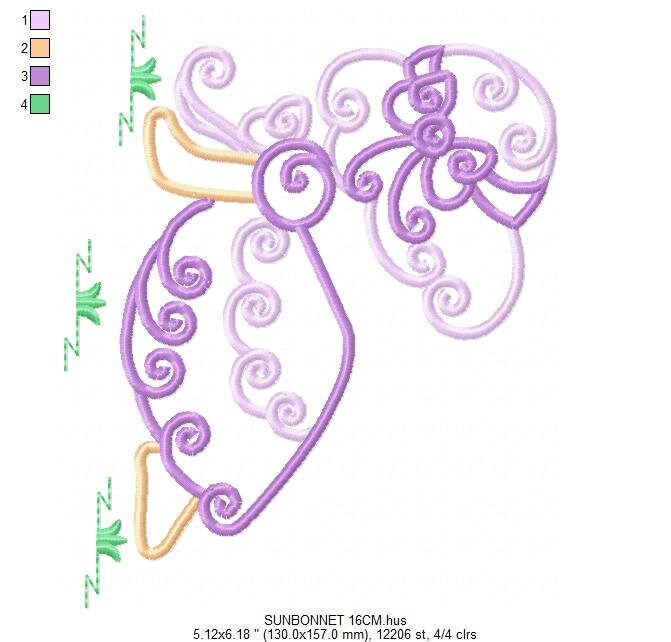 Curly Sunbonnet sue embroidery designs - Sun bonnet embroidery design machine embroidery pattern - Towel embroidery file - instant download Marcia Embroidery