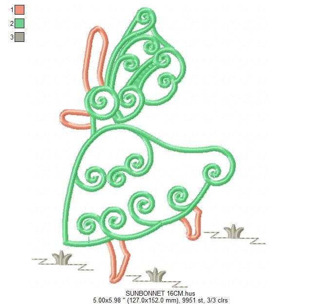 Curly Sunbonnet sue embroidery designs - Sun bonnet embroidery design machine embroidery pattern - Kitchen embroidery file  instant download