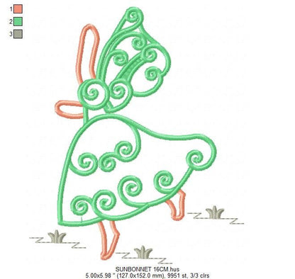 Curly Sunbonnet sue embroidery designs - Sun bonnet embroidery design machine embroidery pattern - Kitchen embroidery file  instant download