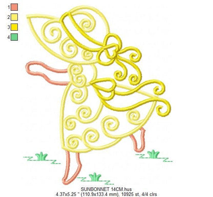 Sunbonnet sue embroidery designs - Sun bonnet embroidery design machine embroidery pattern - Kitchen embroidery file - instant download pes