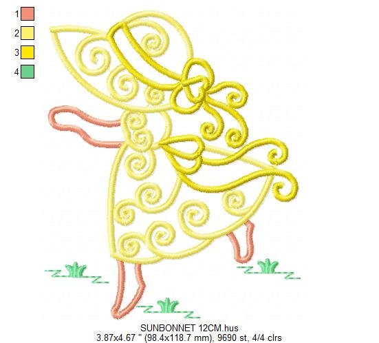 Sunbonnet sue embroidery designs - Sun bonnet embroidery design machine embroidery pattern - Kitchen embroidery file - instant download pes
