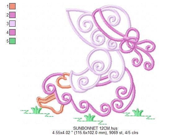 Sunbonnet sue embroidery designs - Sun bonnet embroidery design machine embroidery pattern - Kitchen embroidery file - instant download pes