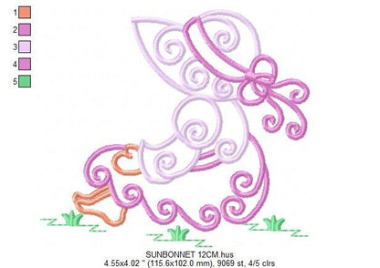 Sunbonnet sue embroidery designs - Sun bonnet embroidery design machine embroidery pattern - Kitchen embroidery file - instant download pes
