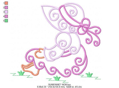 Sunbonnet sue embroidery designs - Sun bonnet embroidery design machine embroidery pattern - Kitchen embroidery file - instant download pes