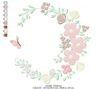 Charger l&#39;image dans la galerie, Monogram Frame embroidery designs - Flower embroidery design machine embroidery pattern - Rose wreath embroidery file - instant download
