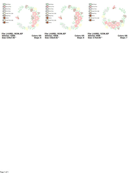 Monogram Frame embroidery designs - Flower embroidery design machine embroidery pattern - Rose wreath embroidery file - instant download