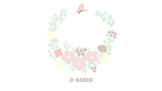 Monogram Frame embroidery designs - Flower embroidery design machine embroidery pattern - Rose wreath embroidery file - instant download