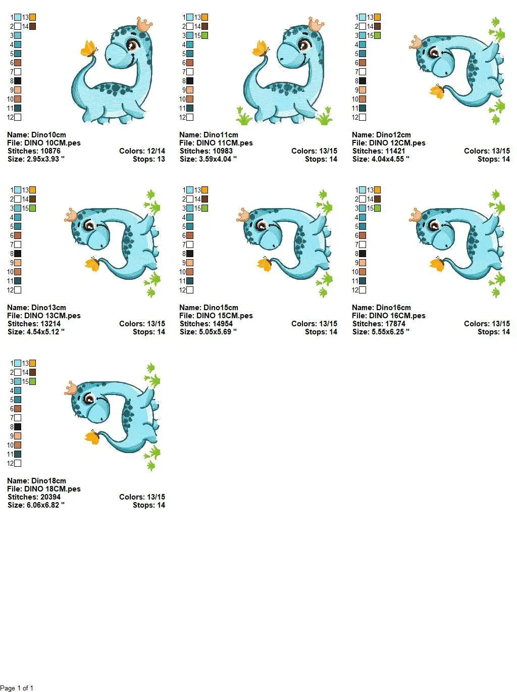 Dinosaur embroidery designs - Dino embroidery design machine embroidery pattern - instant download - Brontosaurus embroidery file pes jef Marcia Embroidery