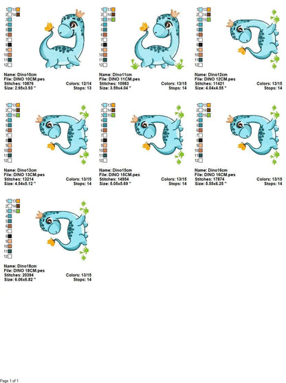 Dinosaur embroidery designs - Dino embroidery design machine embroidery pattern - instant download - Brontosaurus embroidery file pes jef Marcia Embroidery