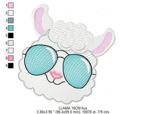 Llama embroidery design - Llama with glasses embroidery designs machine embroidery pattern - Baby girl embroidery file - instant download