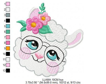 Llama embroidery design - Animal face embroidery designs machine embroidery pattern - Baby girl embroidery file - instant digital download Marcia Embroidery