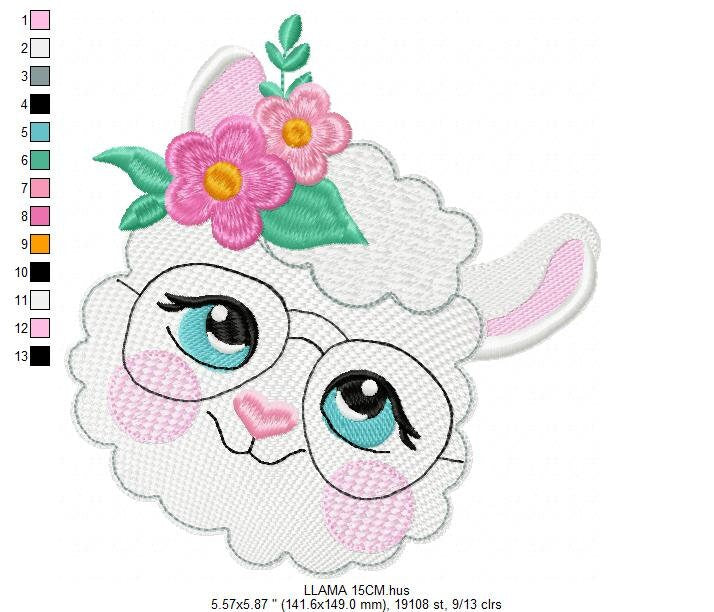 Llama embroidery design - Animal face embroidery designs machine embroidery pattern - Baby girl embroidery file - instant digital download Marcia Embroidery