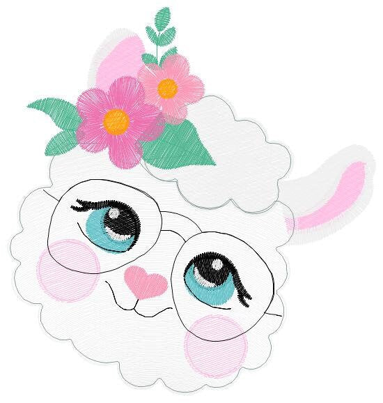 Llama embroidery design - Animal face embroidery designs machine embroidery pattern - Baby girl embroidery file - instant digital download Marcia Embroidery