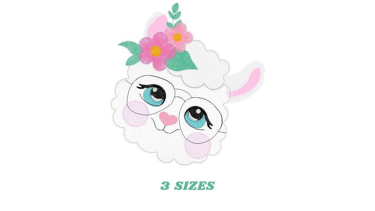 Llama embroidery design - Animal face embroidery designs machine embroidery pattern - Baby girl embroidery file - instant digital download Marcia Embroidery