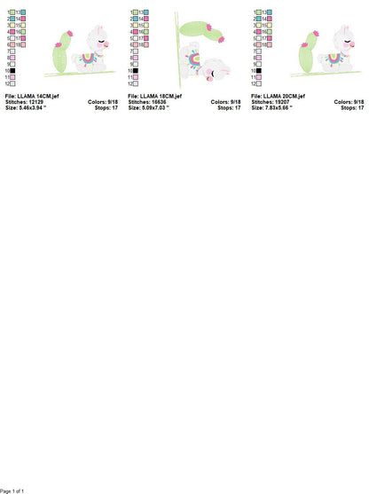 Llama embroidery design - Animals embroidery designs machine embroidery pattern - Baby girl embroidery file - Mexican llama with cactus pes