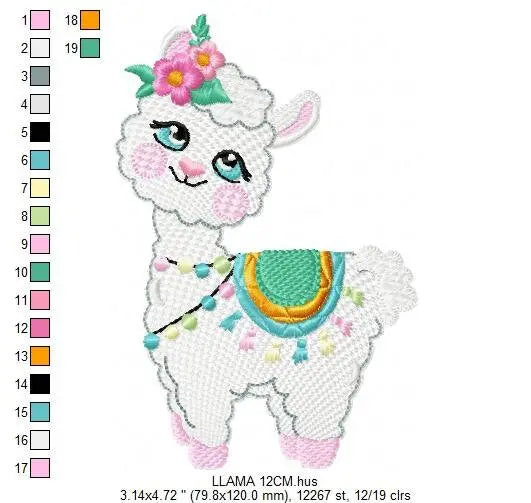 Llama embroidery design - Animals embroidery designs machine embroidery pattern - Embroidery file for girls - instant digital download pes Marcia Embroidery