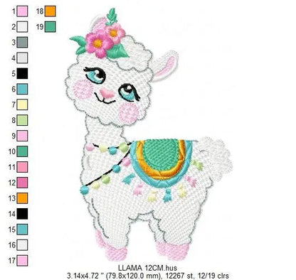 Llama embroidery design - Animals embroidery designs machine embroidery pattern - Embroidery file for girls - instant digital download pes Marcia Embroidery