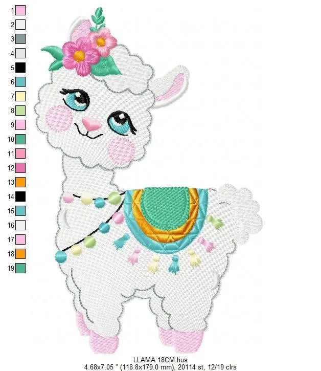 Llama embroidery design - Animals embroidery designs machine embroidery pattern - Embroidery file for girls - instant digital download pes Marcia Embroidery