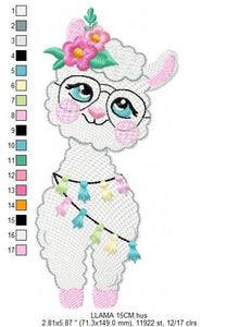 Llama embroidery design - Alpaca embroidery designs machine embroidery pattern - Baby girl embroidery file - instant digital download jef