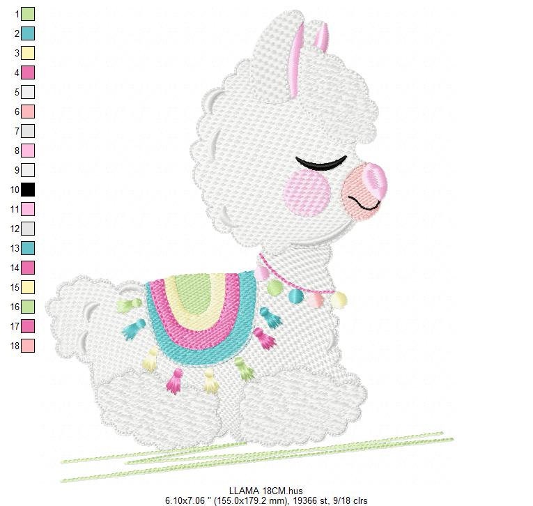 Llama embroidery design - Animals embroidery designs machine embroidery pattern - Baby girl embroidery file - Mexican llama instant download
