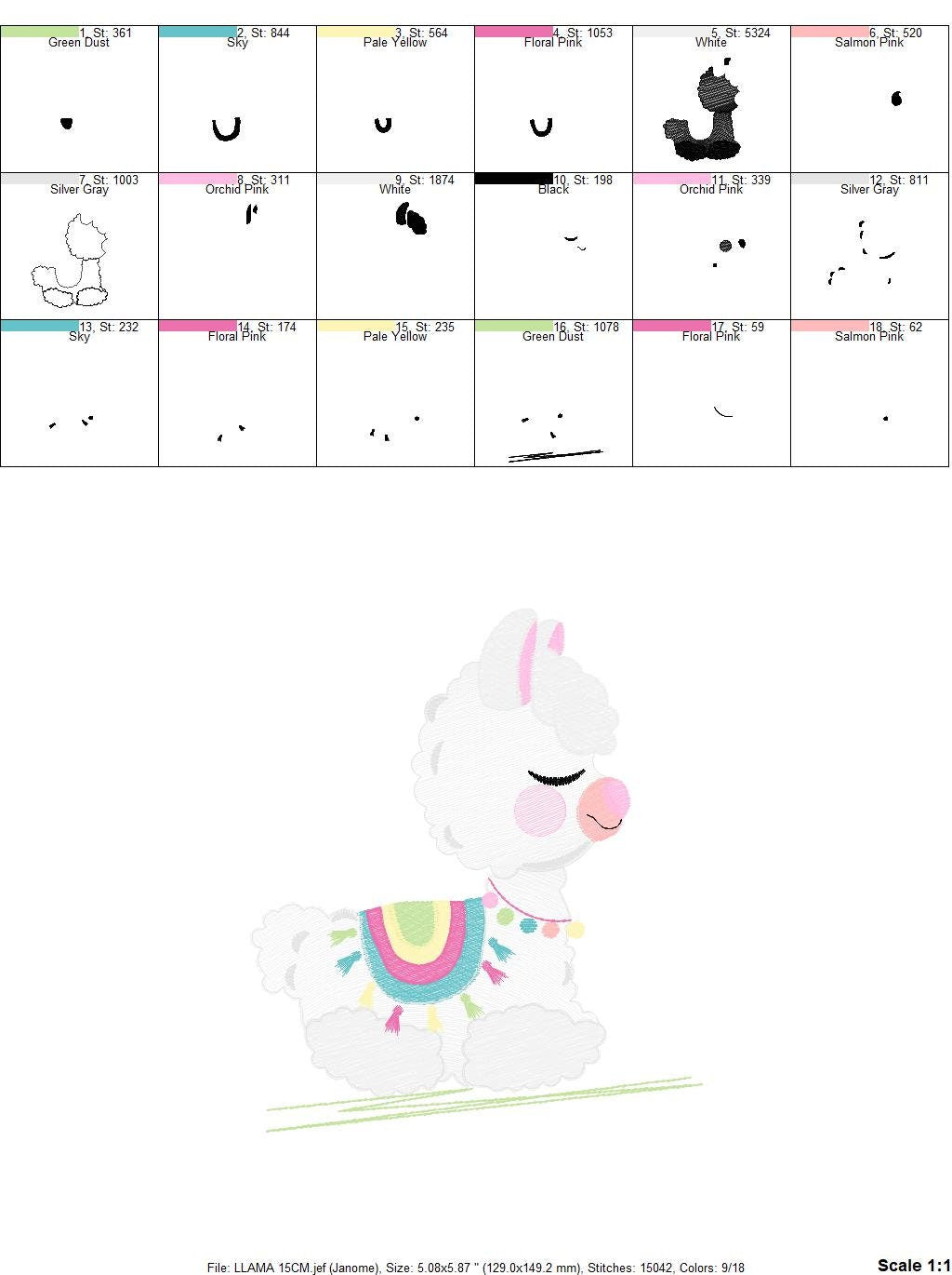 Llama embroidery design - Animals embroidery designs machine embroidery pattern - Baby girl embroidery file - Mexican llama instant download