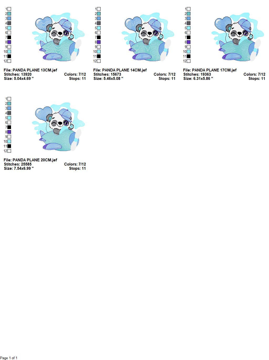 Panda in a plane embroidery design - Animal with heart balloon machine embroidery pattern - Baby boy file - Instant digital download pes jef