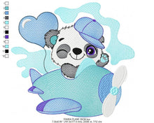 Cargar imagen en el visor de la galería, Panda in a plane embroidery design - Animal embroidery designs machine embroidery pattern - Baby boy embroidery file - Panda embroidery kid
