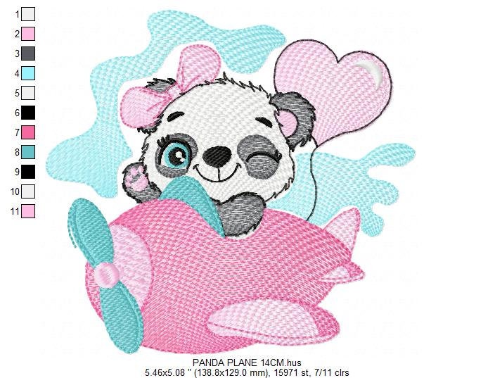 Panda in a plane embroidery design - Animal embroidery designs machine embroidery pattern - Baby girl embroidery file - Panda embroidery kid
