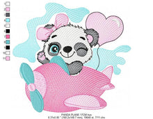 Cargar imagen en el visor de la galería, Panda in a plane embroidery design - Animal embroidery designs machine embroidery pattern - Baby girl embroidery file - Panda embroidery kid
