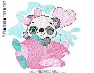 Panda in a plane embroidery design - Animal embroidery designs machine embroidery pattern - Baby girl embroidery file - Panda embroidery kid