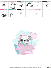 Cargar imagen en el visor de la galería, Panda in a plane embroidery design - Animal embroidery designs machine embroidery pattern - Baby girl embroidery file - Panda embroidery kid
