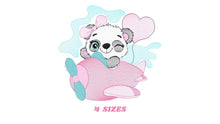 Cargar imagen en el visor de la galería, Panda in a plane embroidery design - Animal embroidery designs machine embroidery pattern - Baby girl embroidery file - Panda embroidery kid
