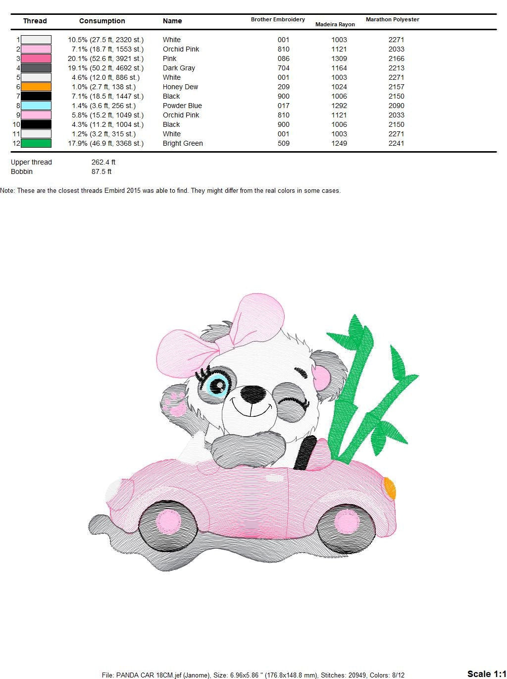 Panda in a car embroidery design - Animal embroidery designs machine embroidery pattern - Baby girl embroidery file - Panda embroidery kid Marcia Embroidery