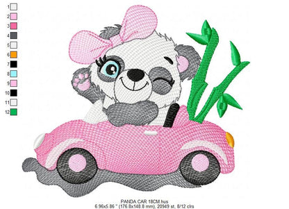 Panda in a car embroidery design - Animal embroidery designs machine embroidery pattern - Baby girl embroidery file - Panda embroidery kid Marcia Embroidery
