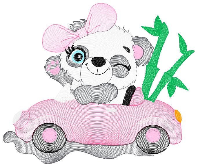 Panda in a car embroidery design - Animal embroidery designs machine embroidery pattern - Baby girl embroidery file - Panda embroidery kid Marcia Embroidery