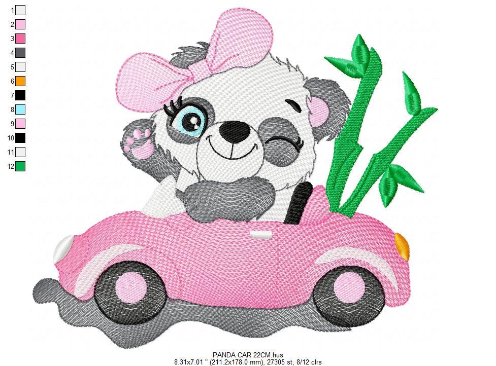 Panda in a car embroidery design - Animal embroidery designs machine embroidery pattern - Baby girl embroidery file - Panda embroidery kid Marcia Embroidery