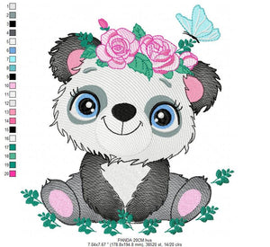 Panda embroidery design - Animal embroidery designs machine embroidery pattern - Baby girl embroidery file - Panda with butterfly download