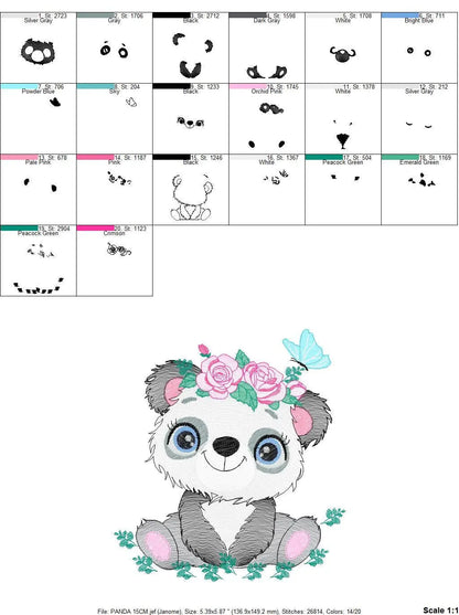 Panda embroidery design - Animal embroidery designs machine embroidery pattern - Baby girl embroidery file - Panda with butterfly download Marcia Embroidery