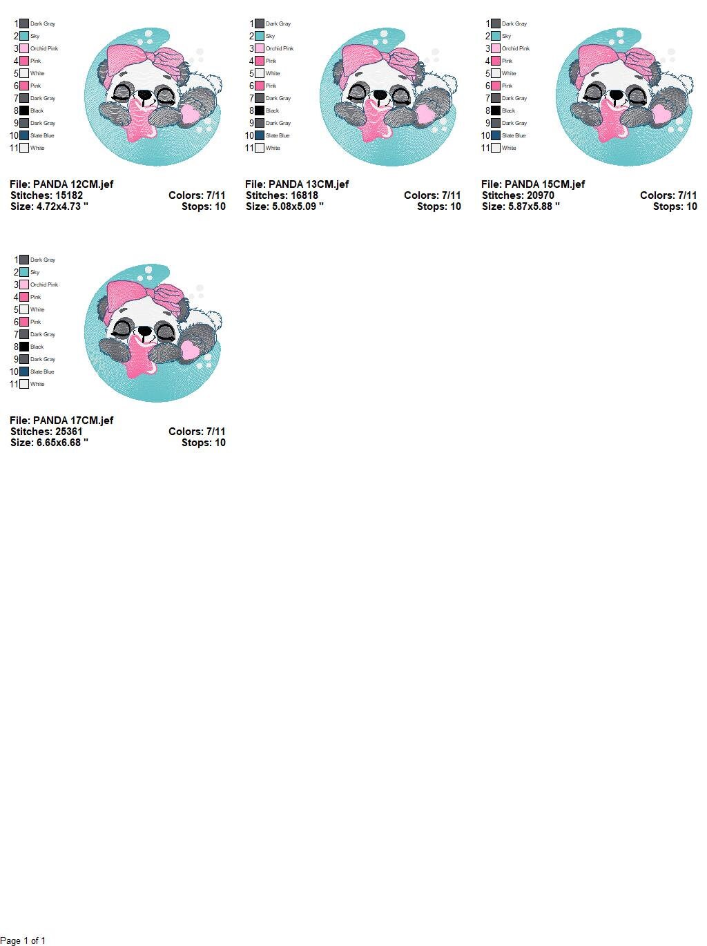 Sleeping Panda embroidery design - Animal embroidery designs machine embroidery pattern - Baby girl embroidery file - Moon embroidery design
