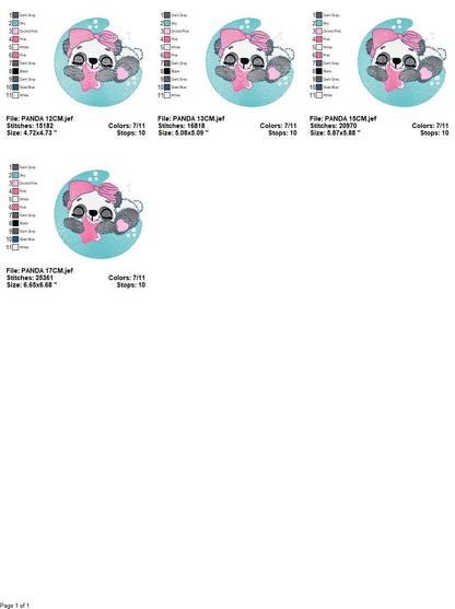 Sleeping Panda embroidery design - Animal embroidery designs machine embroidery pattern - Baby girl embroidery file - Moon embroidery design