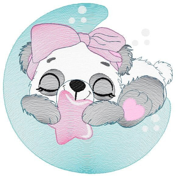 Sleeping Panda embroidery design - Animal embroidery designs machine embroidery pattern - Baby girl embroidery file - Moon embroidery design