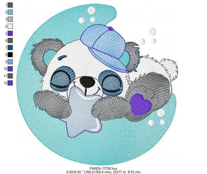 Sleeeping Panda embroidery design - Animal embroidery designs machine embroidery pattern - Baby boy embroidery file - Moon embroidery design