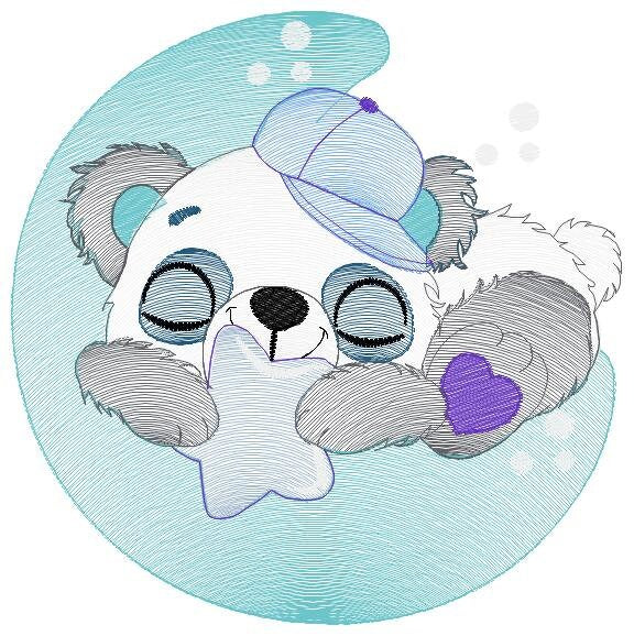 Sleeeping Panda embroidery design - Animal embroidery designs machine embroidery pattern - Baby boy embroidery file - Moon embroidery design Marcia Embroidery