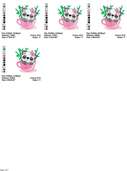Panda in a cup embroidery design - Animal embroidery designs machine embroidery pattern - Baby girl embroidery file - Panda bamboo download