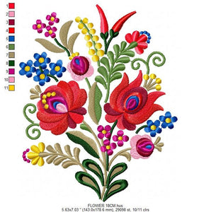 Hungarian embroidery designs - Flowers embroidery design machine embroidery pattern - Floral embroidery file - instant download digital file