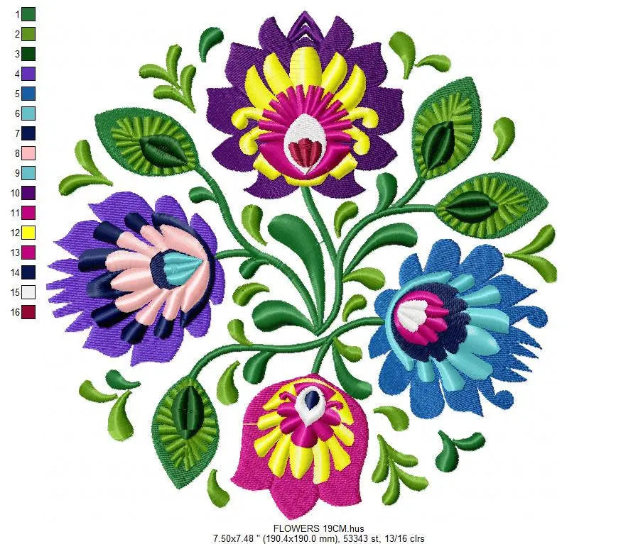 Hungarian embroidery designs - Flower embroidery design machine embroidery pattern - Floral embroidery file - instant download digital file Marcia Embroidery