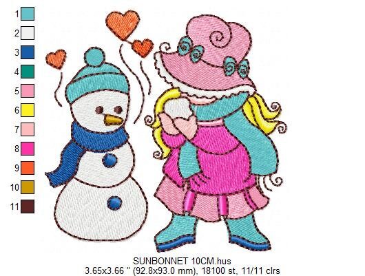 Sunbonnet embroidery designs - Baby Girl embroidery design machine embroidery pattern -  Girl applique design - instant digital download pes - Marcia Embroidery