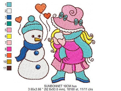 Sunbonnet embroidery designs - Baby Girl embroidery design machine embroidery pattern -  Girl applique design - instant digital download pes - Marcia Embroidery